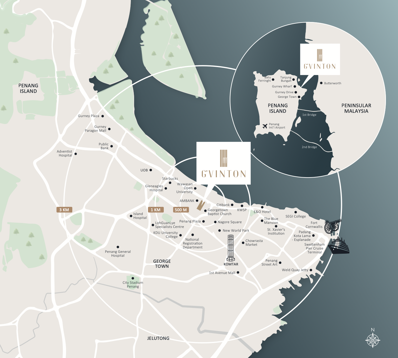 Queens Residences 3 Location Map in Bayan Lepas Penang
