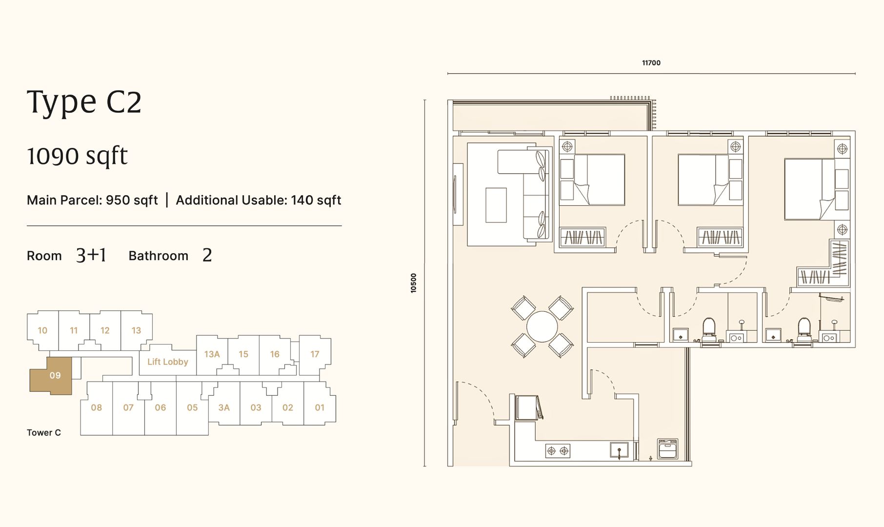 ARRA Residences Type C2 Floor Plan