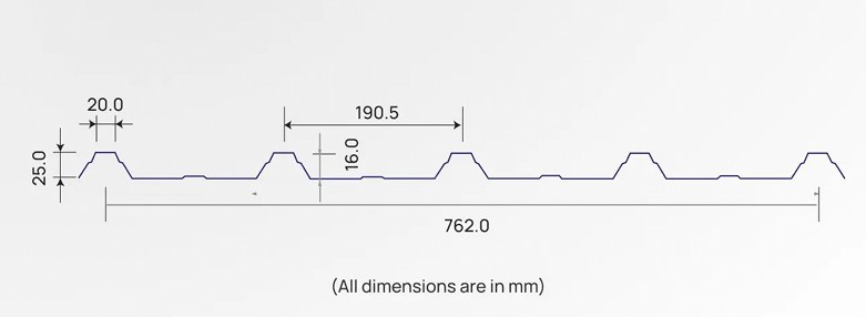 TH Deck 762 Metal Decking sectional profile