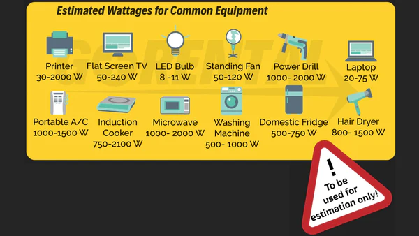 常见设备的预计功率
